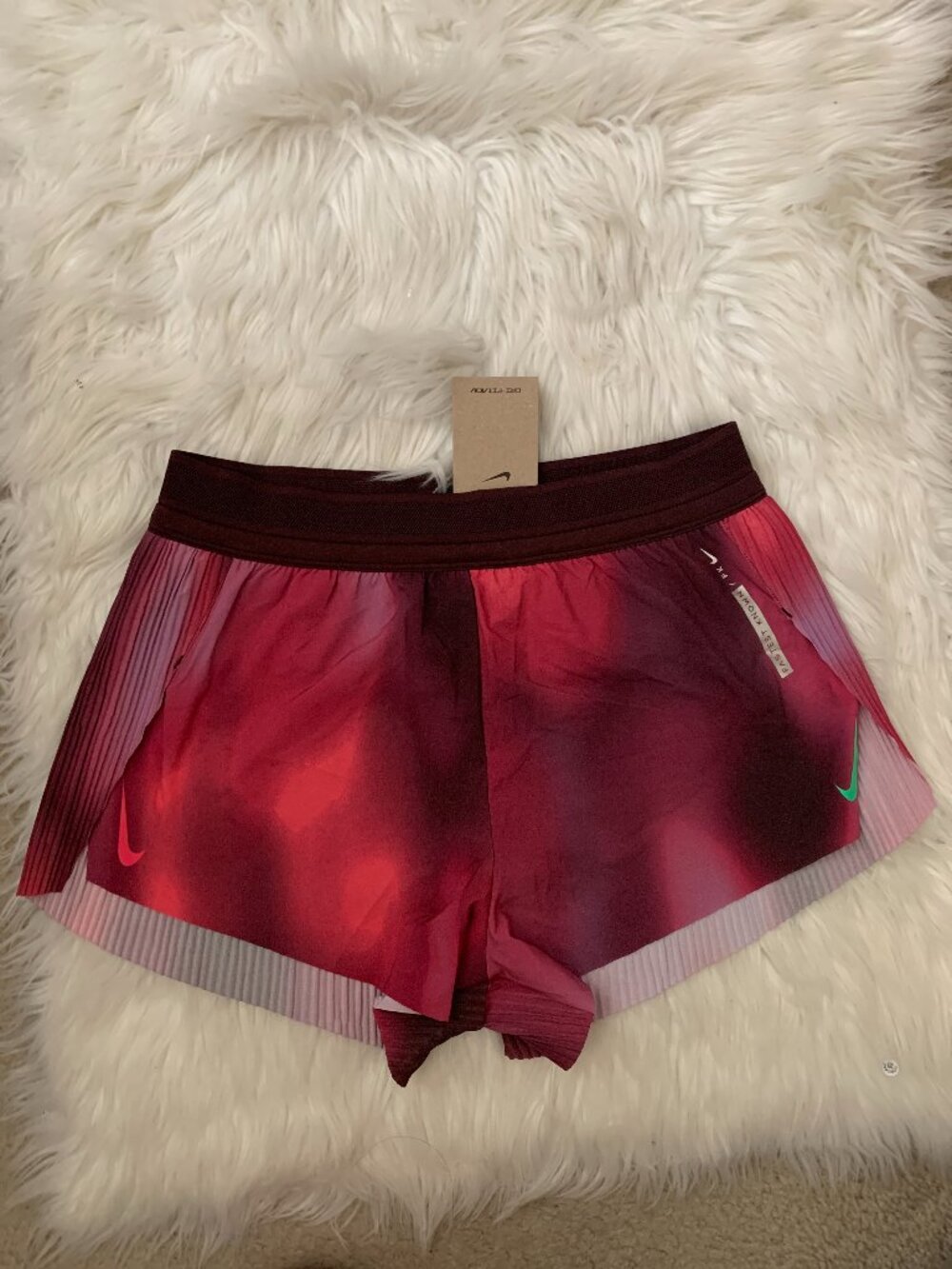NIKE AEROSWIFT ADV Mid-Rise Brief-Lined Running Shorts in Burgundy Crush Sz MED